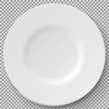 Boş beyaz porselen 3D plaka. Yemek takımı, porselen, restoranda yemek servisi için çanak çömlek.