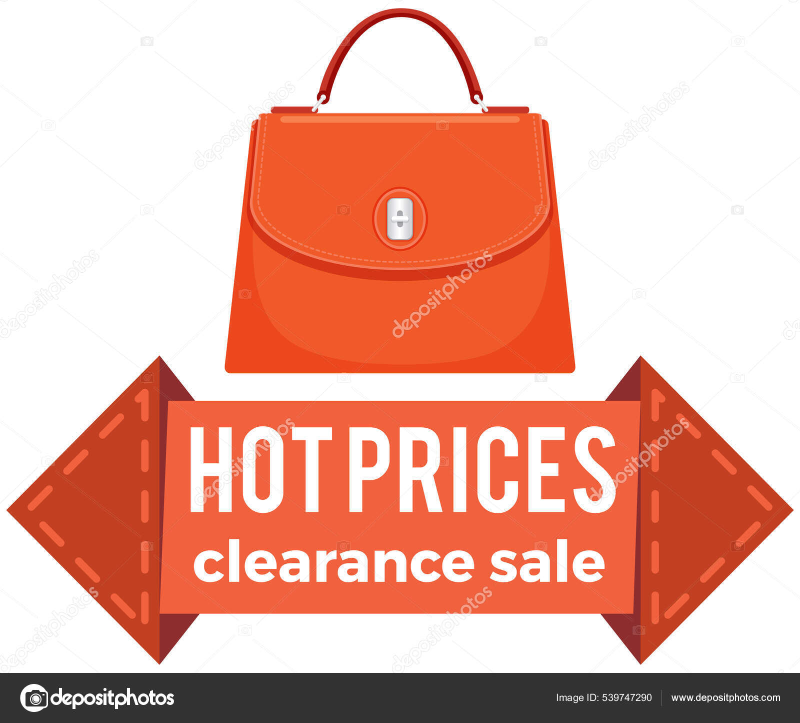 Hot price sale poster with womens bag. Discount, special offers