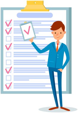 Ay çizelgesi, yapılacaklar listesi, zaman yönetimi. İşadamı kontrol ve planlama listesinin yanında duruyor