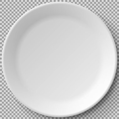 Boş beyaz porselen 3D plaka. Yemek takımı, porselen, restoranda yemek servisi için çanak çömlek.