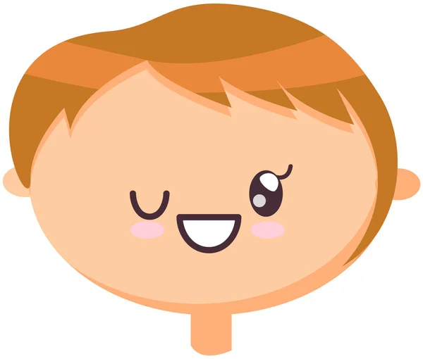 Head boy with friendly smiling face, vector illustration kawaii emoticon, doodle icon drawing — Wektor stockowy