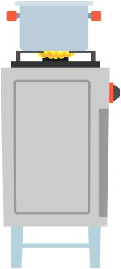 Home or restaurant appliance for cooking food on fire. Metal, steel gas stove, equipment for kitchen