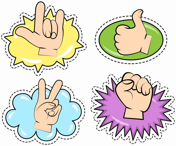 Gesture palm, pointing hand, communication language, pose and gesturing — Vetor de Stock