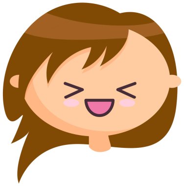 Dost canlısı gülen yüzlü baş kız, vektör çizimi kawaii emoticon doodle simgesi çizimi