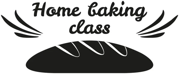 Hand drawn lettering for bakery label. Outline of expression home baking with rolling pin icon — Διανυσματικό Αρχείο