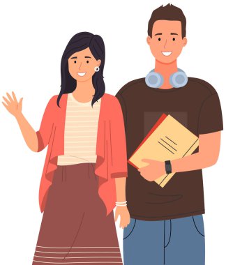Çeşitli kolej, üniversite öğrencileri, liseli kız ve dizüstü bilgisayarı olan okul çocuğu.