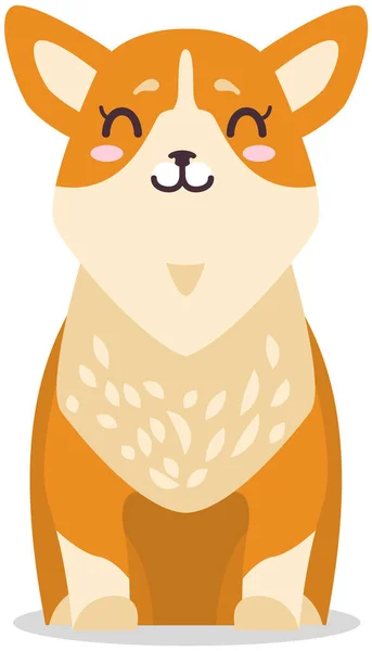 Pembroke welsh corgi cartoon illustration. Kawaii breed corgi standing sticker, funny little dog — Stock Vector
