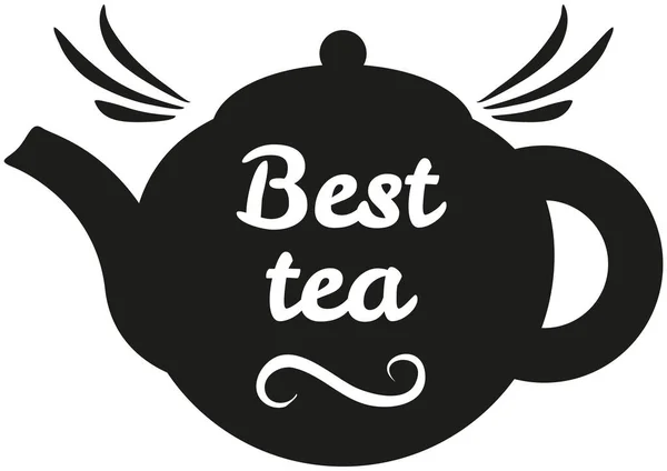 Ручний малюнок для етикетки чайників. Фраза, контур вираження найкращий чай з значком чайника — стоковий вектор