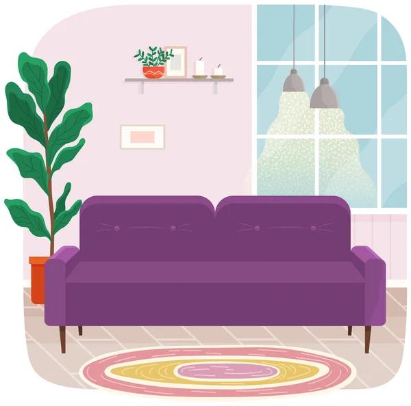Design de meubles de salon, éléments intérieurs de maison modernes. Canapé — Image vectorielle
