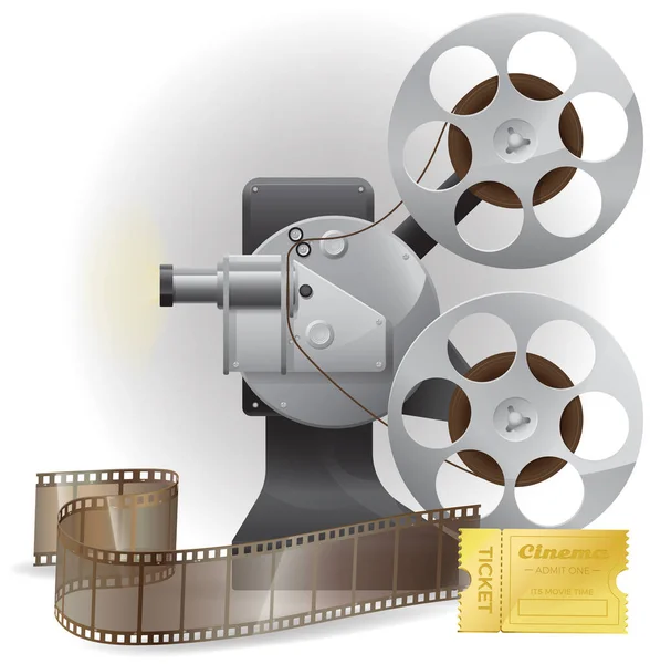Projetor de filme retro legal com raios de luz abstratos. dispositivo analógico cinema filme filme player — Vetor de Stock
