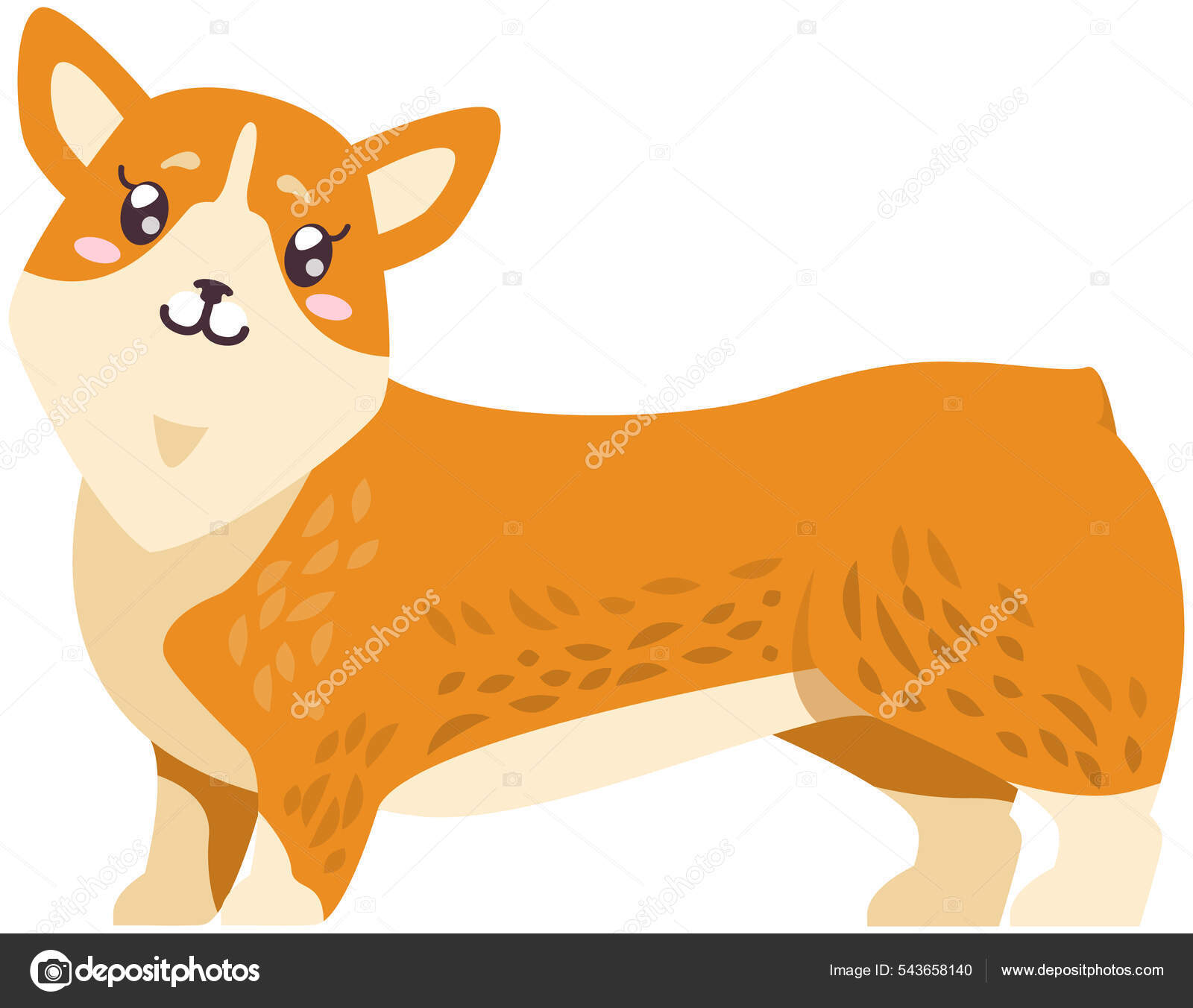 Pembrow Welsh Corgi Cartoon Illustration. Кавайи Породы Корги.