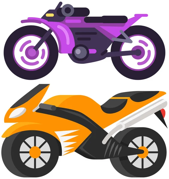 Modern motorcycle, vector illustration, urban life, ride motorbike in city fast delivery service — Stock Vector