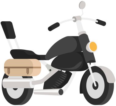 Modern motosiklet, vektör çizimi, şehir hayatı, şehirde motosiklet sürme hızlı teslimat servisi