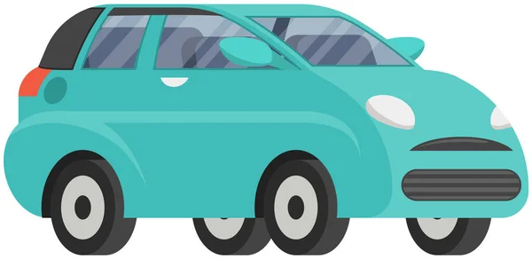 Coche familiar azul para conducir por carretera. Transporte para viajes y viajes a la ciudad, vehículo sedán vista lateral — Vector de stock