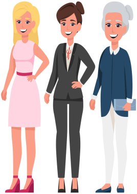 Farklı nesillerden bir kadın. Kadınların gelişim aşamaları, ergenlik, olgunluk, yaşlılık.