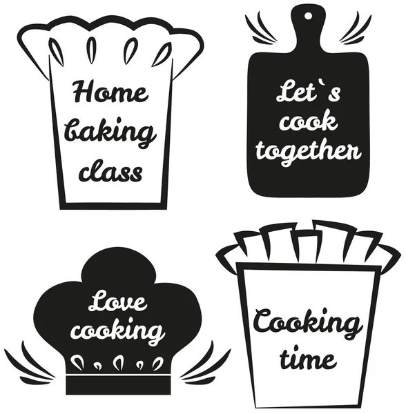 Set di design logo chef con concetto moderno. Scritti a mano su cucina, cibo e cucina — Vettoriale Stock
