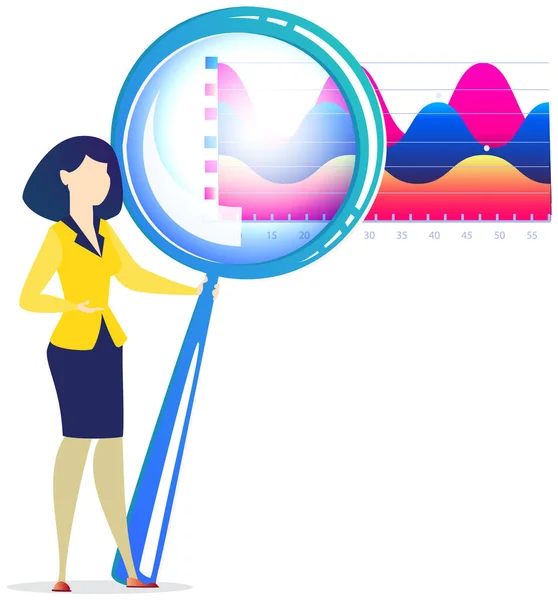 Statistiky ženských studií o prezentaci. Ženská postava při práci nebo studiu se zprávou — Stockový vektor