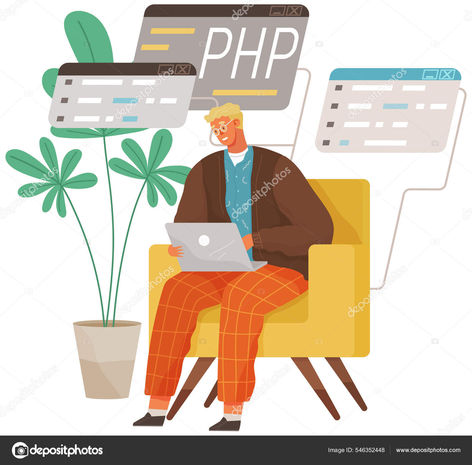 Programmer engineering and coding. Set of programmers working on web ...