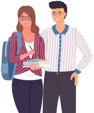 Çeşitli kolej, üniversite öğrencileri, liseli kız ve dizüstü bilgisayarı olan okul çocuğu.