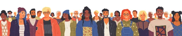 多様な多民族・多文化の人々の肖像画。社会的多様性｜コミュニティメンバー — ストックベクタ