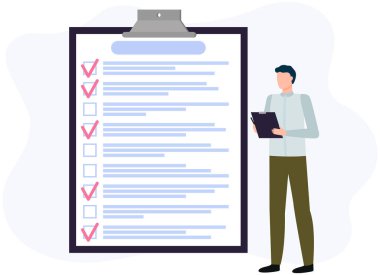 Ay çizelgesi, yapılacaklar listesi, zaman yönetimi. İşadamı kontrol ve planlama listesinin yanında duruyor