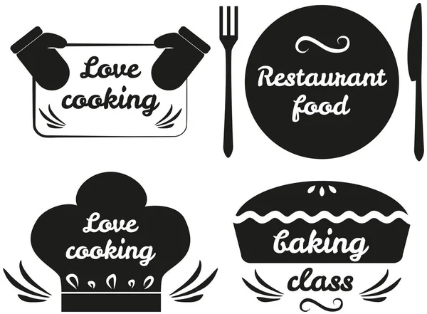 Zestaw rękopisów o kuchni, jedzeniu i gotowaniu. Ręcznie rysowane litery, szkice kulinarne — Wektor stockowy