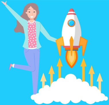 Finansal varlıklar ve fırlatılmaya hazır roket. Yeni bir başlangıç başlatılıyor, proje oluşturuluyor