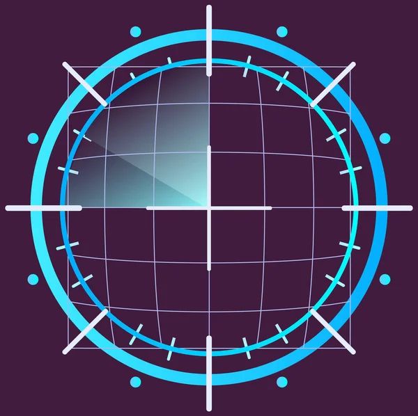 Panel interactivo hud tecnología inteligente. Pantalla de datos, círculo y campo de cuadrados con sectores — Vector de stock