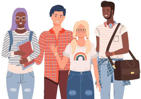 Çeşitli üniversiteler, sırada bekleyen üniversite öğrencileri. Çok kültürlü kadın ve erkekler