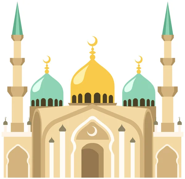 Мусульманська мечеть ізольована на білому тлі. Картунова векторна класична ілюстрація собору — стоковий вектор