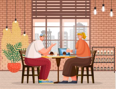 Kafe 'de bir çift, Kafe' de Arkadaşlar Yemek Yiyen