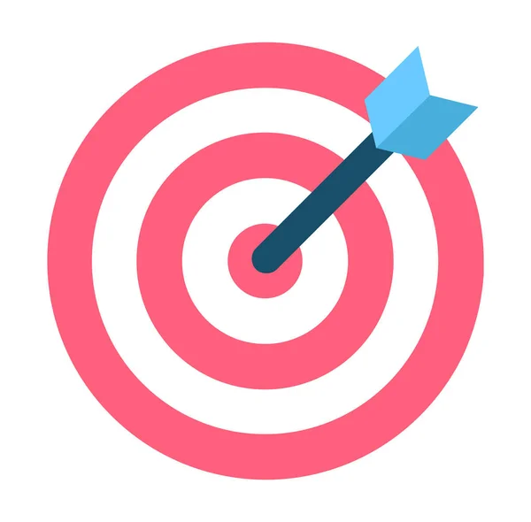 Dartboard with Black Arrow in Bullseye and Aim — Stock Vector