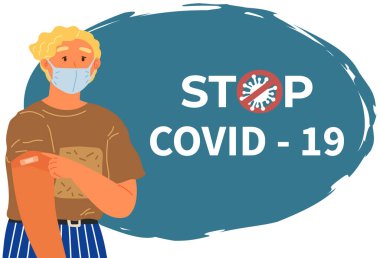 Coronavirus ajitasyon konseptini durdur. Aşı tanıtımı, işçilerin aşılanması. Aşı hayat kurtarıyor.