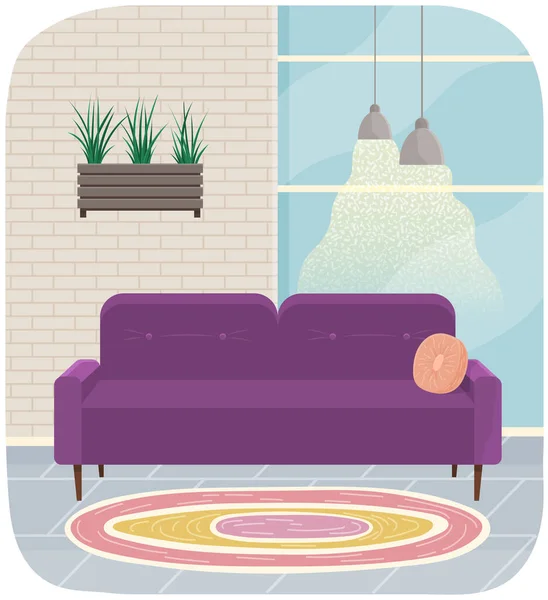 Diseño de muebles de sala de estar, elementos interiores del hogar moderno. Sofá — Archivo Imágenes Vectoriales