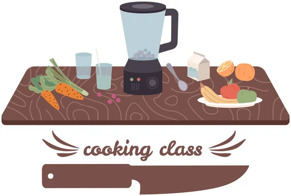 Premium cooking class label. Process of food preparation, ingredients for culinary masterclass — Vetor de Stock