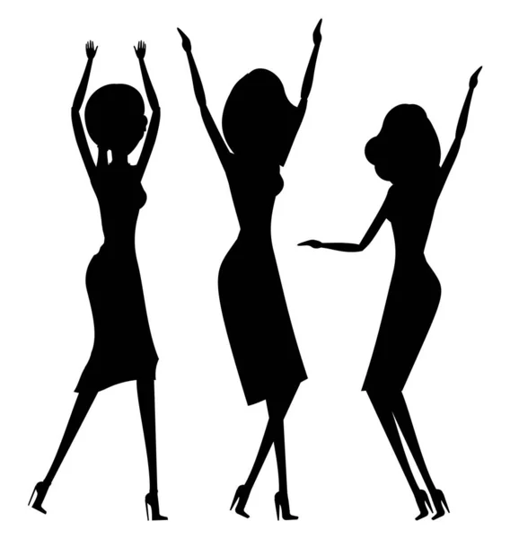Gece kulübünde Dans Eden Kadınlar, Parti Kadınları — Stok Vektör