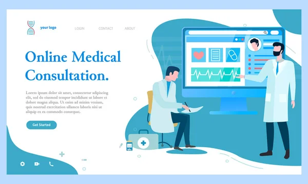 Sitio web de consulta médica en línea con texto — Archivo Imágenes Vectoriales