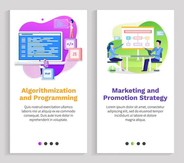 Marketingu i promocji strategii Algorithmization — Wektor stockowy