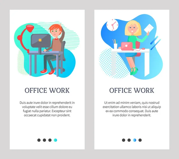 Kancelářská práce Muž a žena pracující na pracovišti — Stockový vektor