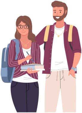 Çeşitli kolej, üniversite öğrencileri, liseli kız ve dizüstü bilgisayarı olan okul çocuğu.