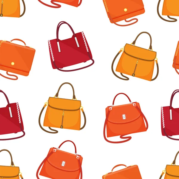 Conjunto de mujeres bolsa vector icono aislado sobre fondo blanco, patrón sin costuras, accesorios femeninos — Archivo Imágenes Vectoriales