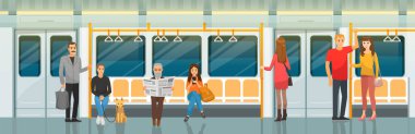Metro 'ya giden bir nakliye aracı. Yolcuları yeraltı istasyonuna taşımak için tren.