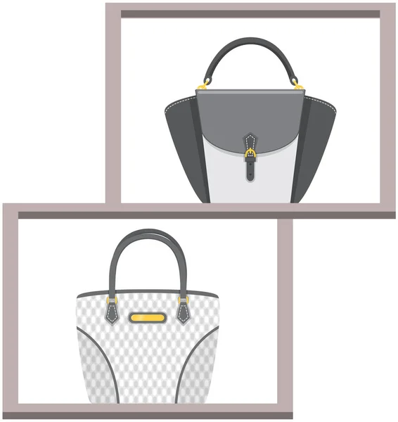 Set of women bag vector icon isolated on white background, stylish handbag, female accessories — Stock Vector