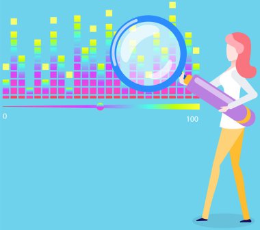 Kadın sunum istatistikleri üzerine çalışıyor. Raporla çalışırken ya da çalışırken kadın karakter