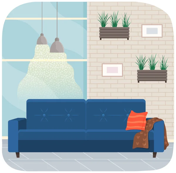 Living room furniture design, modern home interior elements. Sofa — Stock Vector