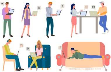 Sohbet, iletişim ve internet üzerinden mesajlar. Sohbet etmek için bilgisayarı kullanan insanlar