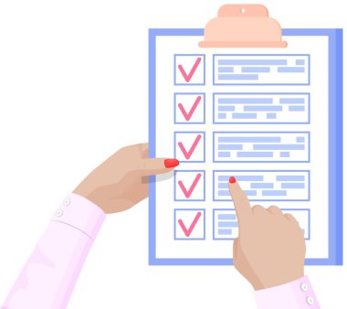 İnsan eliyle yapılacaklar listesine işaret ediyor. Sayfa kontrol, zaman çizelgesi, planlama çizelgesi