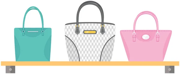 Set von Frauen Tasche Vektor-Symbol isoliert auf weißem Hintergrund, stilvolle Handtasche, weibliche Accessoires — Stockvektor
