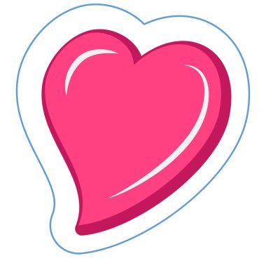 İletişim için etiket, sanal romantizm sembolü. Aşkın sembolü olarak beyaz çizgili pembe kalp.