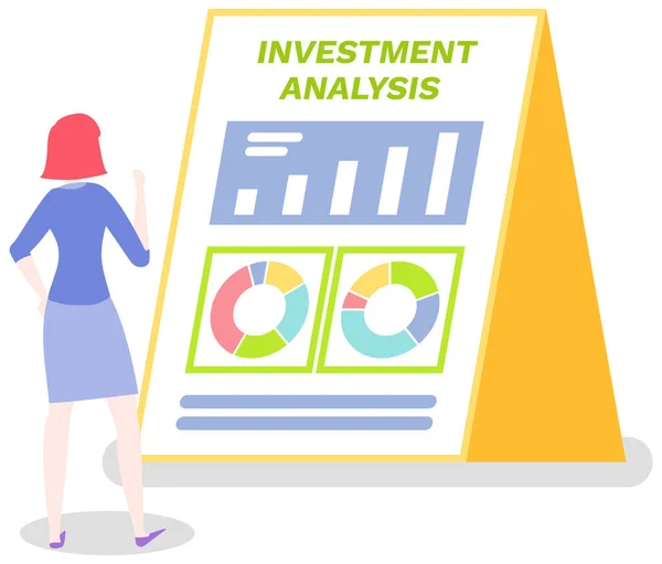 Female employees work with data analysis. Women analysing diagrams, statistical presentation — Stock Vector